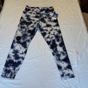NWT JoyLab HighRise 7/8 Blue Tie Dye Activewear Sporty Yoga Gym Leggings size XL